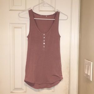 Rose pink button tank top